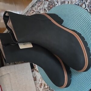 A.N.A BRAND WOMEN'S BLACK FUNKY CLUNKY HEELED SHORT MOTO BOOTS SIZE 11